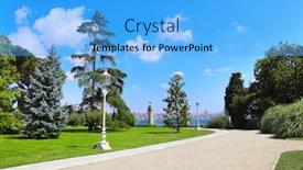  Presentation with park - Cool new presentation theme with footpath-in-park-of-dolmabahce backdrop and a light blue colored foreground