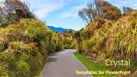  Presentation with world tourism - PPT theme having footpath-in-the-park-paparoa background and a tawny brown colored foreground
