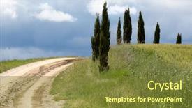  Presentation with trees - Cool new slides with footpath up the tuscan hill backdrop and a  colored foreground