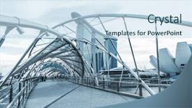  Presentation with modern building - Audience pleasing PPT theme consisting of footpath with abstract steel frame backdrop and a sky blue colored foreground