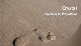  Presentation with footprint - Presentation theme enhanced with footprint on beach sand background and a gray colored foreground