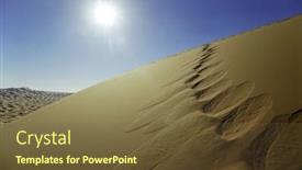  Presentation with footprints sand - Cool new PPT theme with footprints-along-big-sand-dunes backdrop and a tawny brown colored foreground