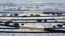  Presentation with footprints - Cool new slides with footprints-and-bicycle-traces backdrop and a light blue colored foreground