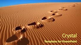  Presentation with footprints sand - PPT theme with footprints going over the sand background and a tawny brown colored foreground