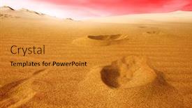  Presentation with footprints sand - Slide set featuring footprints in sand background and a gold colored foreground