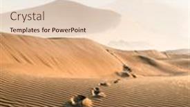  Presentation with footprints sand - PPT theme having footprints-in-the-sand background and a sky blue colored foreground