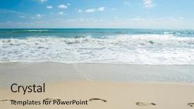  Presentation with footprints sand - Presentation theme with footprints in the sand background and a soft green colored foreground