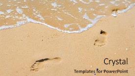  Presentation with footprints sand - Amazing slide deck having footprints in the sand backdrop and a  colored foreground