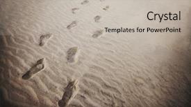 Presentation with footprints sand - Beautiful PPT layouts featuring footprints in the sand backdrop and a soft green colored foreground