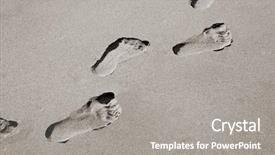  Presentation with footprints sand - Presentation theme enhanced with footprints in the sand background and a gray colored foreground