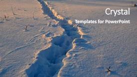  Presentation with footprints - Beautiful presentation theme featuring footprints in the snow backdrop and a gray colored foreground