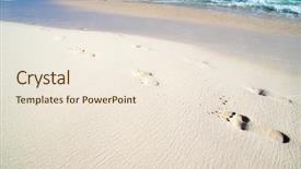  Presentation with footprints sand - Colorful slide deck enhanced with footprints in wet sand backdrop and a cream colored foreground
