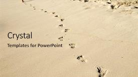  Presentation with footprints sand - Beautiful slide deck featuring television studio with camera backdrop and a dark gray colored foreground