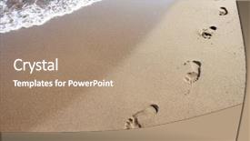  Presentation with footprints sand - PPT theme having peeled kernel cedar nuts background and a gold colored foreground