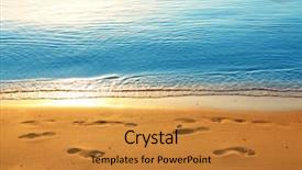 Presentation with footprints sand - PPT layouts with footprints on sand beach along background and a gold colored foreground