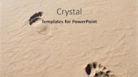  Presentation with footprints sand - Presentation theme having footprints-on-sand background and a lemonade colored foreground