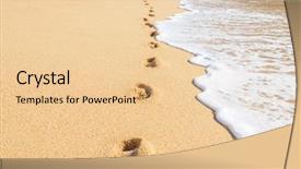  Presentation with ocean waves - Amazing PPT theme having footprints on the beautiful ocean backdrop and a lemonade colored foreground