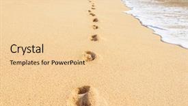  Presentation with ocean waves - Amazing PPT layouts having footprints on the beautiful ocean backdrop and a lemonade colored foreground