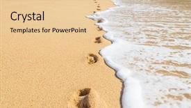  Presentation with ocean waves - Presentation design featuring footprints on the beautiful ocean background and a lemonade colored foreground