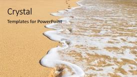  Presentation with ocean waves - Slide set enhanced with footprints on the beautiful ocean background and a lemonade colored foreground