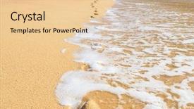  Presentation with ocean waves - Presentation design with footprints on the beautiful ocean background and a lemonade colored foreground