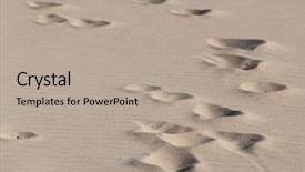  Presentation with footprints sand - Amazing PPT theme having footprints on the sand extreme closeup photo backdrop and a mint green colored foreground