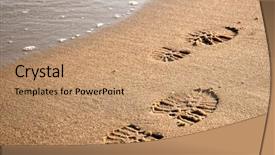  Presentation with footprints sand - Beautiful theme featuring footprints on the sand near backdrop and a coral colored foreground