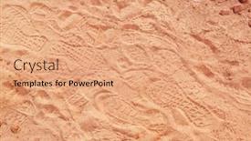  Presentation with footprints sand - Presentation design featuring footprints-on-the-sand background and a coral colored foreground