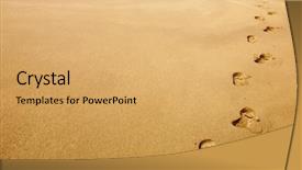  Presentation with footprints sand - Presentation theme having footprints on the sand background and a yellow colored foreground