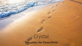  Presentation with footprints - Presentation theme enhanced with footprints-on-tropical-beach background and a gold colored foreground