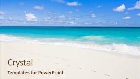  Presentation with caribbean lyrics - PPT layouts featuring footprints sand - foul bay barbados caribbean background and a sky blue colored foreground