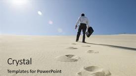  Presentation with walking - Cool new PPT theme with footprints sand - low angle view backdrop and a soft green colored foreground