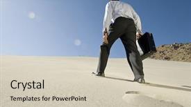  Presentation with footprints sand - PPT theme enhanced with footprints sand - rear view of a business background and a soft green colored foreground