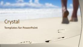  Presentation with footprints sand - Cool new slides with footprints sand - sea urchin shells backdrop and a sky blue colored foreground
