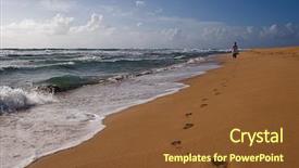  Presentation with honolulu hawaii waikiki beach - Colorful theme enhanced with footprints sand - tropical hawaiian beach and rolling backdrop and a  colored foreground