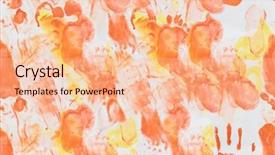  Presentation with water color hands - Colorful slide deck enhanced with foots and hands prints red backdrop and a lemonade colored foreground