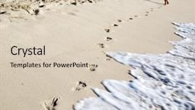  Presentation with footprints sand - PPT theme having footsteps - footprints in wet sand background and a lemonade colored foreground