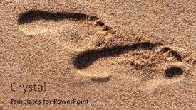  Presentation with sand - Slides featuring footsteps-in-the-sand and a coral colored foreground