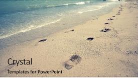  Presentation with footprints sand - Presentation design having footsteps in the sand background and a coral colored foreground
