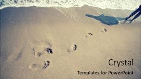  Presentation with footsteps footprints in the sand - Theme enhanced with footsteps in the sand background and a coral colored foreground