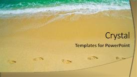  Presentation with beach - Presentation featuring footsteps on the sandy beach background and a yellow colored foreground