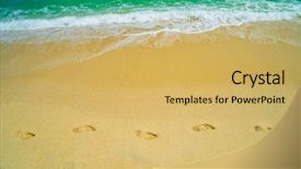  Presentation with footsteps footprints in the sand - Amazing presentation design having footsteps on the sandy beach backdrop and a yellow colored foreground