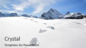  Presentation with snow - Presentation theme consisting of footsteps on the snow background and a white colored foreground