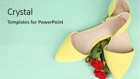  Presentation with shoes - Amazing presentation theme having footwear - beautiful woman shoes with flowers backdrop and a soft green colored foreground