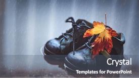  Presentation with baby shoes - Audience pleasing presentation theme consisting of footwear - closeup photo of a small backdrop and a ocean colored foreground