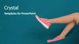  Presentation with colorful impressionist style artistic color - Amazing presentation design having footwear - legs of beautiful woman backdrop and a ocean colored foreground