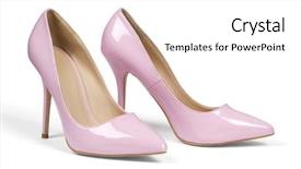  Presentation with running women shoes silhouette - Audience pleasing PPT theme consisting of high heels footwear - pair of pink women's heel backdrop and a white colored foreground