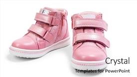  Presentation with pink white - Colorful PPT theme enhanced with footwear - pink children's sneakers isolated backdrop and a white colored foreground
