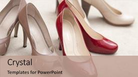  Presentation with shoes - Beautiful presentation design featuring high heels footwear - three pairs of elegant woman's backdrop and a coral colored foreground