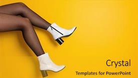  Presentation with shoes - Cool new PPT layouts with footwear - young woman in stylish shoes backdrop and a gold colored foreground